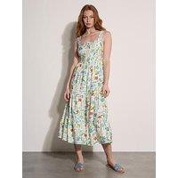 Apricot Capri Postcard Tiered Midi Dress - Cream
