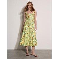 Apricot Capri Postcard Tiered Midi Dress - Yellow