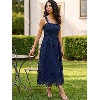 Roman Dusk Floral Crochet Midi Dress