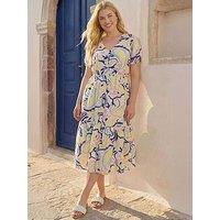 Roman Curve Abstract Print Button Dress