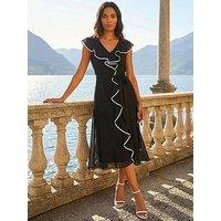 Roman Frill Contrast Tipped Midi Dress