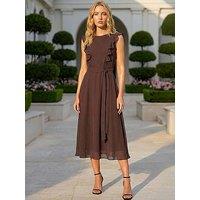 Roman Chiffon Frill Front Midi Dress
