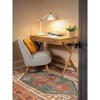 Kukoon Flatwoven Washable Distressed Terracotta Green Boho Rug - Faro