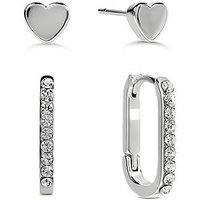Radley Radley Silver Plated Stone Set Huggie Hoops & Heart Stud Twin Pack