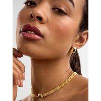 Katie Loxton Tiger'S Eye Button Textured Stud Earrings - Gold