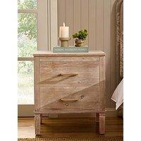 Dusk Sienna 2 Drawer Bedside Table - Washed Wood