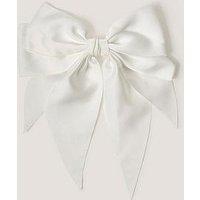 Monsoon Girls Satin Tiered Long Tie Bow Hair Clip - Ivory