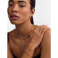 Katie Loxton Plated Oval-Shaped Tiger'S Eye Braided Chain Necklace - Gold