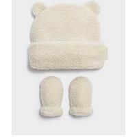 Katie Loxton Baby Borg Hat And Mittens , Off White , 24Cm X 15Cm + 7Cm X 11Cm