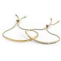 Radley Radley 18Ct Gold Plated Stone Set & Smooth Friendship Bracelet Twin Pack