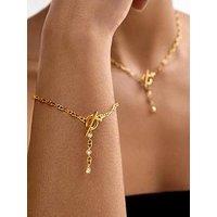 Katie Loxton Plated Geometric Gem Charm T-Bar Bracelet - Gold