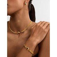 Katie Loxton Tiger'S Eye Braided Chain Bracelet - Gold