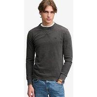Superdry Mens Classic Heavy Textured Crew Neck Long Sleeve T-Shirt - Black