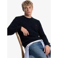Superdry Mens Cable Knit Crew Neck Jumper - Navy