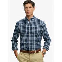 Superdry Mens Regular Fit Checked Long Sleeve Shirt - Navy