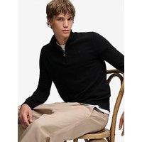 Superdry Essential Lightweight 1/2 Zip Knitted Jumper - Black