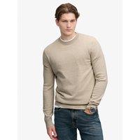 Superdry Mens Lightweight Crew Neck Ribbed Hem Jumper - Beige