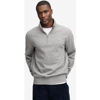 Superdry Mens Half Zip Relaxed Fit Logo Sweatshirt - Grey