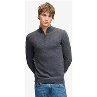 Superdry Essential Lightweight 1/2 Zip Knitted Jumper - Grey