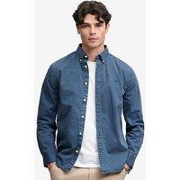 Superdry Garment Dyed Long Sleeve Shirt - Dark Blue