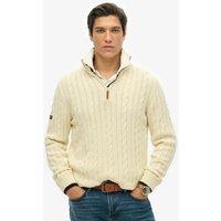 Superdry Mens Slim Fit 1/4 Zip Cable Knit Jumper - Cream