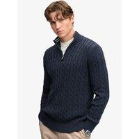 Superdry Mens Slim Fit Cable Knit Half Zip Jumper - Navy
