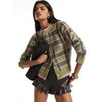 River Island Womens Double Layer Check Cardigan - Green