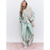 River Island Womens Swan Satin Long Sleeve Pyjama Set - Green
