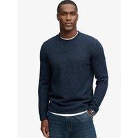 Superdry Mens Brushed Cable Sleeve Relaxed Fit Jumper - Navy