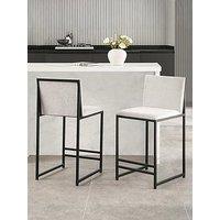 Dusk Rae Set Of 2 Barstools - Chenille - Light Natural