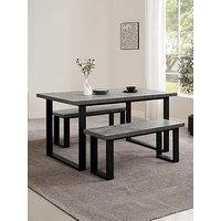 Dusk Harper 4-6 Seater Dining Table - Stone/Black