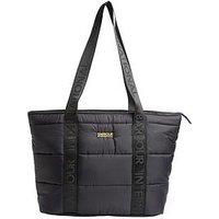 Barbour International Womens Baffle Quilted Zip-Top Tote Bag - Black