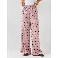 Adidas Originals Womens Satin Polka Dot Wide Leg Pant - Pink/Burgundy