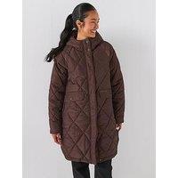 Craghoppers Womens National Trust Seagrass Quilted Hooded Longline Jacket - Brown