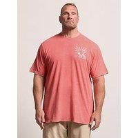 Badrhino Sunset Acid Wash T-Shirt Extra Long - Red