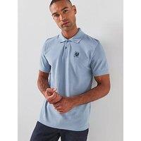 Belstaff Left Chest Patch Logo Regular Fit Polo Shirt - Light Blue