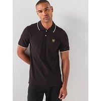 Belstaff Patch Logo Tipped Polo Shirt - Black