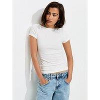 New Look Cotton Rich Slash Neck T-Shirt - White
