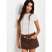 New Look Cotton Rich Spot Print Baby Tee T-Shirt - Cream