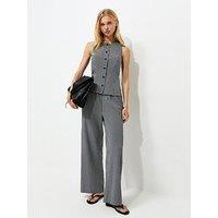 New Look Gingham Print Wide Leg Drawstring Trousers - Black