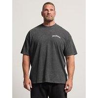 Badrhino Ironrhino Acid Wash Old English T-Shirt - Grey