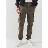 Belstaff Mens Route Stretch Cotton Cargo Trousers - Dark Khaki
