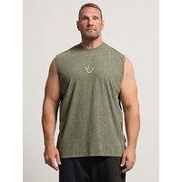 Badrhino Ironrhino Acid Wash Old English Vest - Green