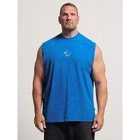 Badrhino Ironrhino Acid Wash Old English Vest - Blue