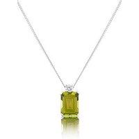 18Ct Plated Peridot Emerald Cut Lab Grown Diamond Pendant Necklace