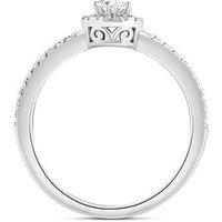 Love Diamond Platinum Plated Lab-Grown Diamond Oval Cut Ring With Halo And Double Diamond Shoulders