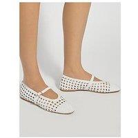 Dune London Woven Leather Mary Jane Ballet Flats - White