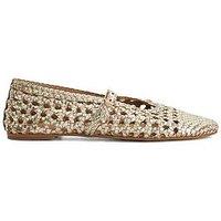 Dune London Woven Leather Mary Jane Ballet Flats - Gold