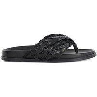 Dune London Woven Leather Toe Post Flat Sandals - Black