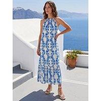 Roman Petite Floral Print Tie Midi Dress